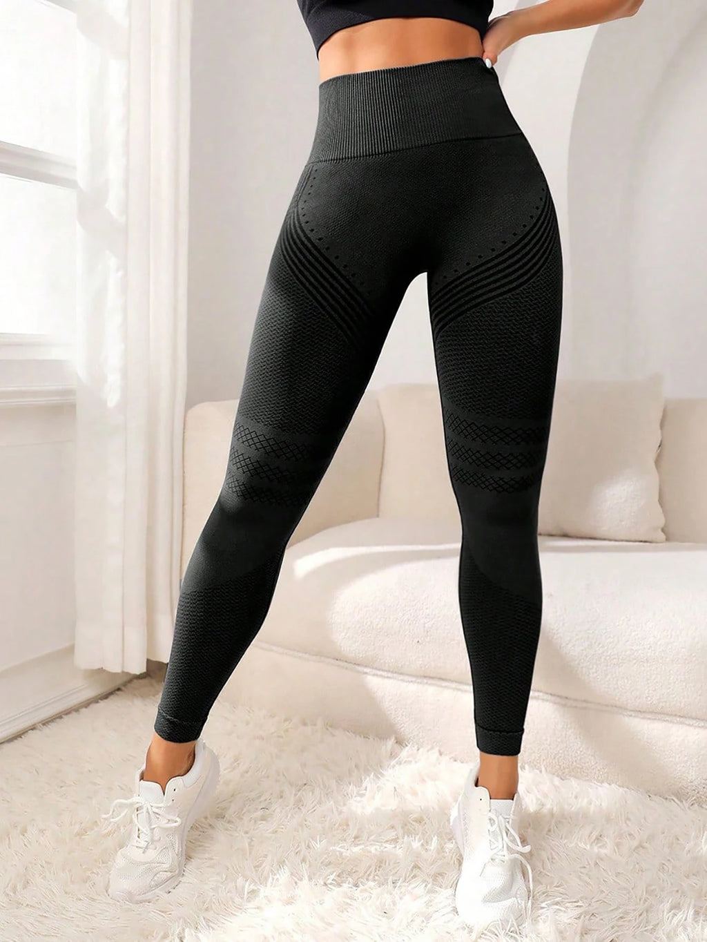 Legging sculptant 3D CelluFit noir, taille haute