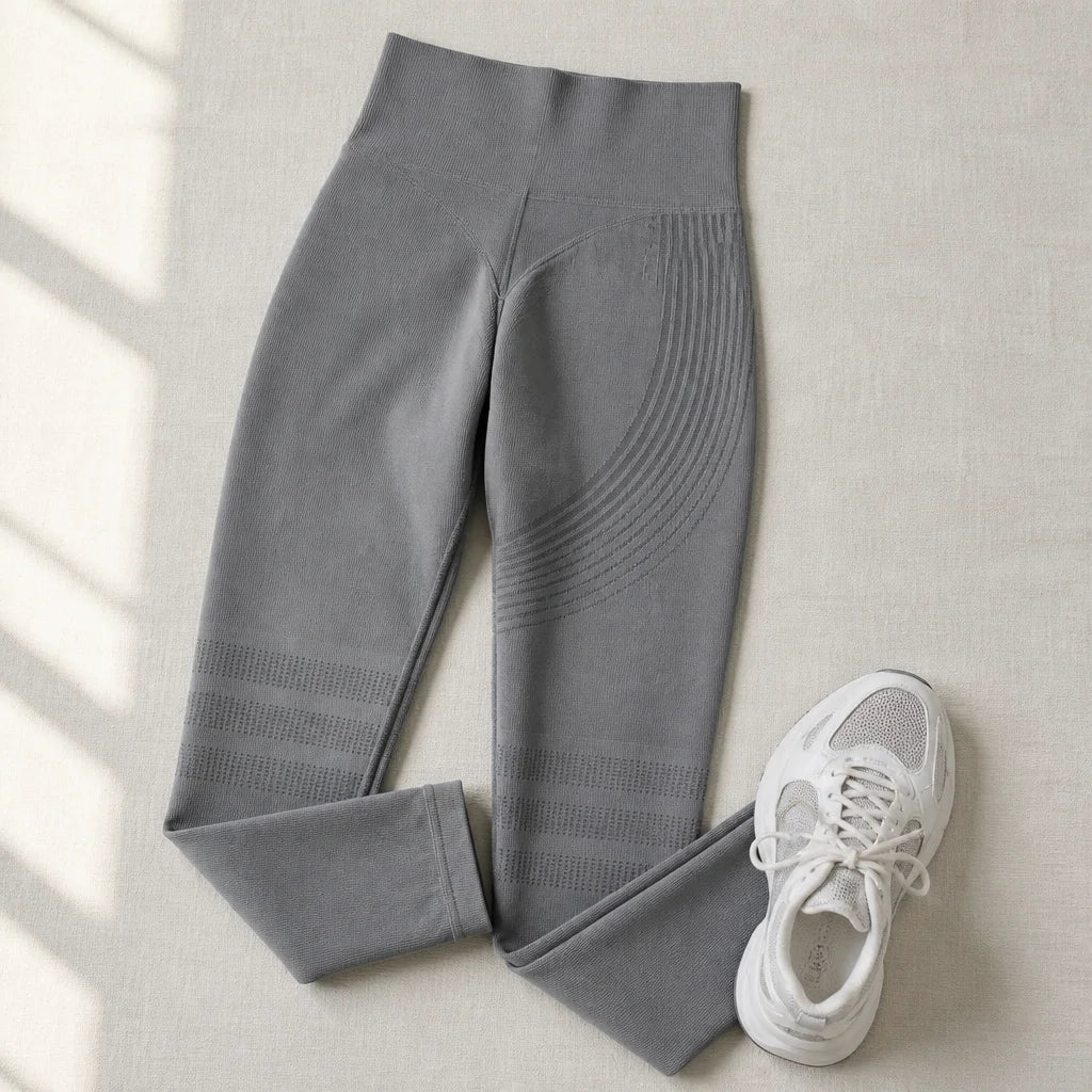 Legging sculptant 3D CelluFit gris, vue à plat