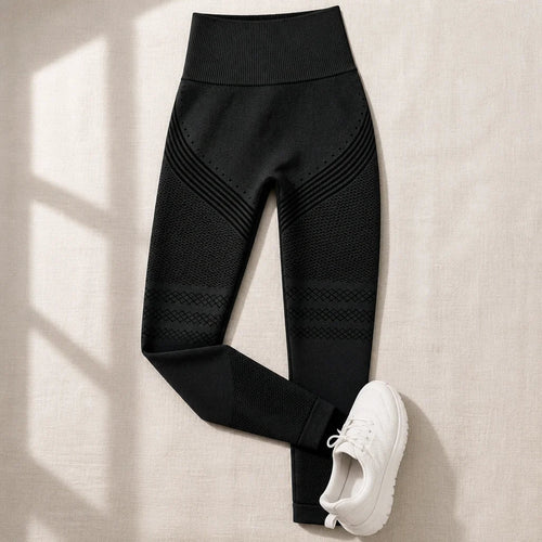 Legging sculptant 3D CelluFit noir, vue à plat