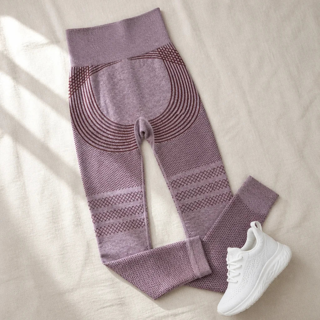 Legging sculptant 3D CelluFit violet rosé, vue à plat